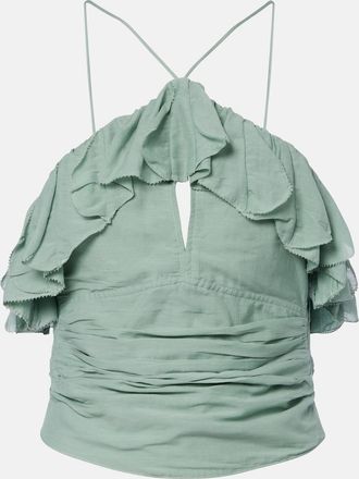 Isabel Marant Djimia halterneck cotton-blend voile top