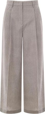 Max Mara Wkdovvio Wijde Broek - Dames - Wijde Broeken - Beige - S - Wol - Broeken