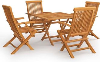 vidaXL 5 Piece Garden Dining Set Solid Teak Wood Vidaxl
