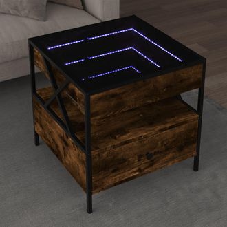 vidaXL Tavolino Da Salotto Con Led Infinity Rovere Fumo 50x50x51 Cm - Vidaxl