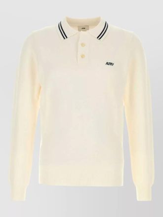 Autry knit polo shirt contrast collar ribbed cuffs hem