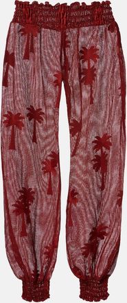 Johanna Ortiz Embroidered cotton-blend mesh balloon pants