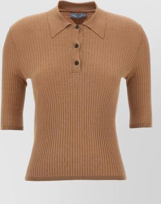 Prada cotton knit polo shirt short sleeves