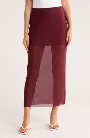 Leith Mesh Midi Skirt in Burgundy Tannin at Nordstrom Rack, Size X-Large