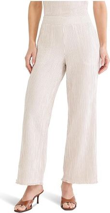 Nic+Zoe Petite Pinstripe Gauze Wide Leg Pants Womens Clothing Neutral : 14P 26, Cotton/Rayon