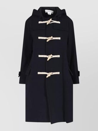 Comme Des Gar&ccedil;ons hooded coat long sleeves button detail pockets