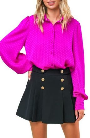 Flying Tomato Checkered Long Sleeve Button-Up Shirt in Magenta at Nordstrom Rack, Size Large