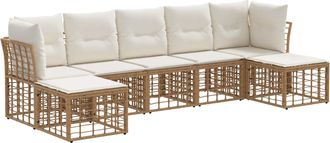 vidaXL Conjunto De Sof&aacute;s De Exterior Natural Poli&eacute;ster Vidaxl