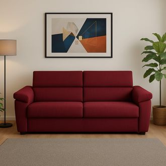 Dmora Sof&aacute; Fijo 3 Plazas Giffone, Desenfundable, Lavable, Hecho En Italia, Con Brazos, 225x95 Cm Rojo