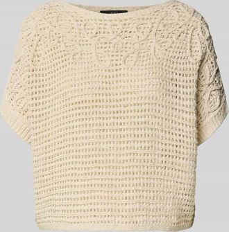 Oui Strickpullover mit U-Boot-Ausschnitt und 1/2-Arm in Ecru, Gr&ouml;&szlig;e 40