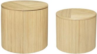 Vente-Unique Vente-unique - Tavolino supplementare tondo vani D.50xH.46cm e D.39,5xH.36cm Giunco Naturale chiaro - Lotto di 2 - gabes