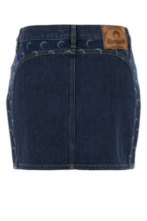 Marine Serre Womens Blue Denim Mini Skirt Bl80midnightblue Exterior: Cotton Gonne