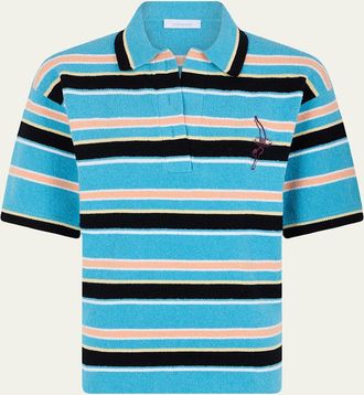 Paco Rabanne Stripe Towelling Polo Shirt