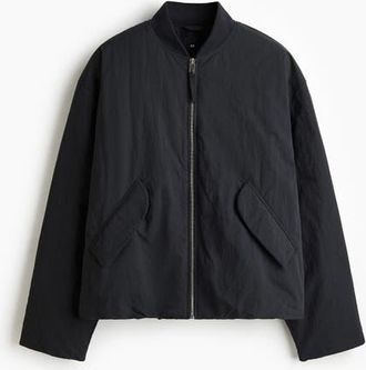 H&M Loose Fit Nylon Bomber Jacket in Black at Nordstrom, Size Xxx-Large