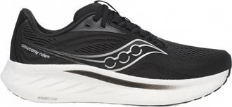 Saucony Mens Ride 18 2E Running Shoes In Black/white