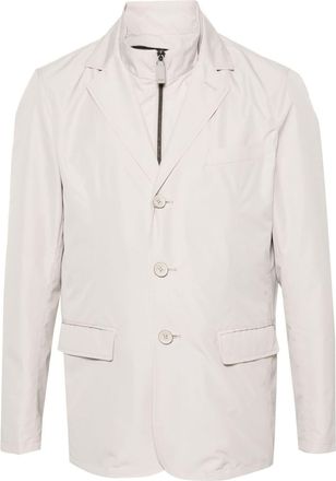 Herno Byron layered single-breasted blazer - men - Polyurethane/Polyester/Polyester/Cupro - 54 - Neutrals