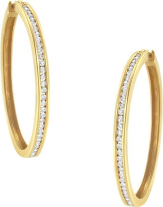 House of Brilliance 14K Yellow Gold 1.0 Cttw Diamond Circle Hoop Earrings at Nordstrom