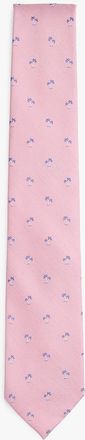 Tommy Hilfiger Mens Palm Tree Print Silk-Blend Tie - Pink