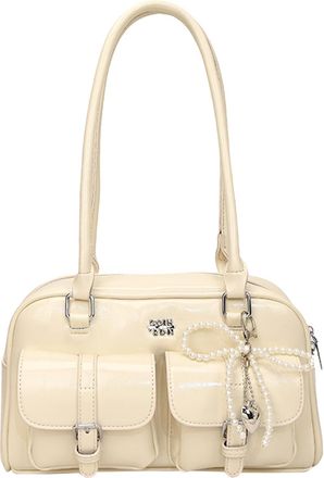 Generic PU Leather Versatile Shoulder Bags Multi-Pocket Handbag for Women Travel(White) (White)