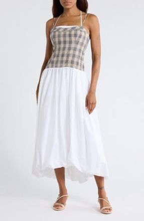 SIMKHAI Pfeiffer Bustier Bubble Hem Dress in Midnight Gingham at Nordstrom Rack, Size 00