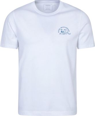 Mountain Warehouse Devon Graphic Short-Sleeved Mens T-Shirt - UV Protect Max, Lightweight, Cotton - Summer Outdoors & Travel White M