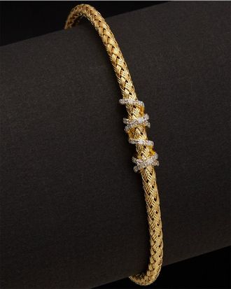 Meshmerise 18K Over Silver 0.15 Ct. Tw. Diamond Bangle Bracelet