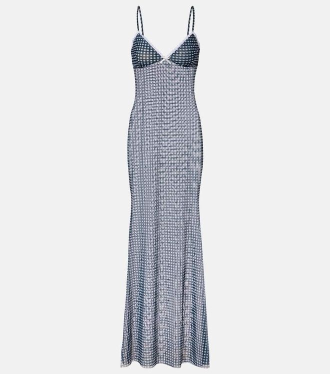 Solay gingham mesh maxi dress