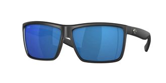 Costa Mens Rinconcito Sunglasses In Matte Black Frame, Blue Mirror Lenses, 60Mm