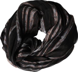 Dolce & Gabbana Womens Black Stripes Silk Wrap Shawl Stole 193cm X 131cm Scarf