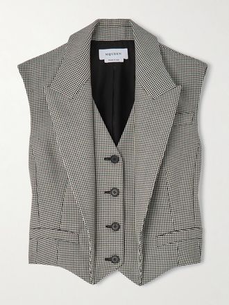 Alexander McQueen Gilet In Misto Lana E Mohair Pied-de-poule - Grigio