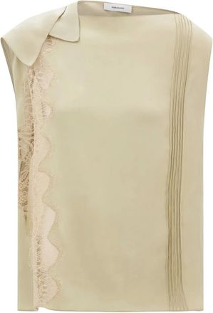 Ferragamo Top met kanten vlakken - Beige