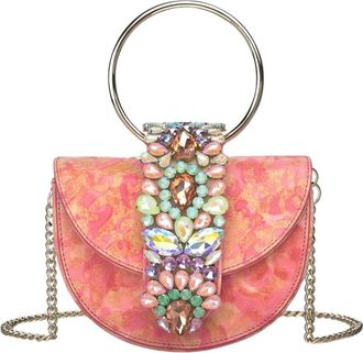 Alma En Pena Halve maan juweel tas - Dames - Handtassen - Roze - ONE Size - Leer - Tassen