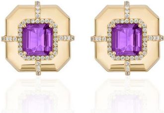 Goshwara Diamond & Semiprecious Stone Stud Earrings in Purple at Nordstrom