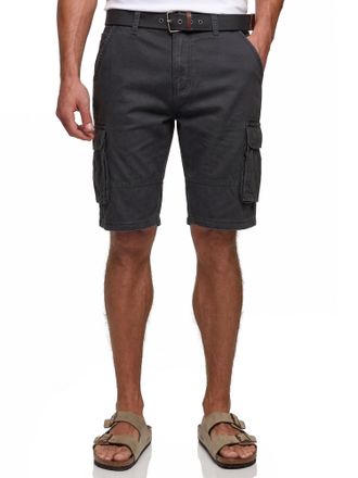 Indicode Cargoshorts INDICODE INMonroe, Herren, Gr. XXL, N-Gr, grau (raven), Web, Obermaterial: 100% Baumwolle, unifarben, regular fit knielang, Hosen Cargosho