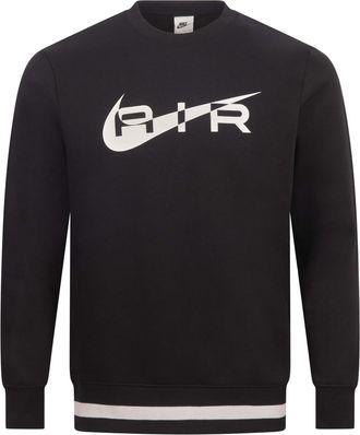 Nike Air Mens Sweatshirt Swoosh Crew Neck Fleece Lined Top FN7692 (UK, Alpha, XL, Regular, Regular, Black/White)