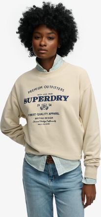 Superdry Sweatshirt SUPERDRY LUXE CASUAL EMB LOOSE CREW, Damen, Gr. XL, peyote beige, Sweatware, Obermaterial: 100% Baumwolle, bedruckt, relaxed fit normal, Ru