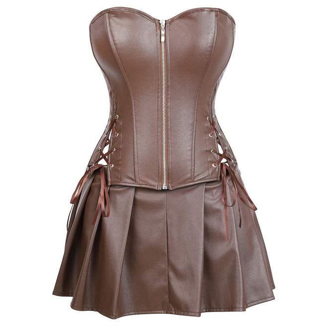 Grebrafan Women Corset Dress Faux Leather Gothic Punk Zipper Bustiers with  Skirt (UK(12-14) XL, Green) from 17.98 - on Stylight