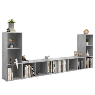 Berkfield Home TV Cabinets 4 pcs Concrete Grey 107x35x37 cm Engineered Wood | Size: 107 x 35 x 37 cm
