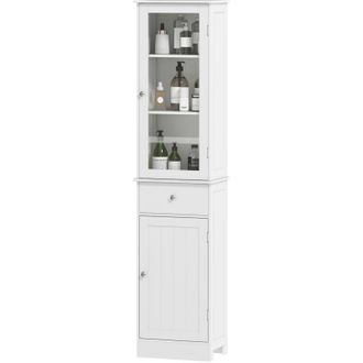 Kleankin Kleankin - Colonna Bagno Salvaspazio con Armadietto, Cassetto e Ripiani Bianco