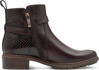 Tamaris Tamaris Womens Mocca Brown Leather Buckled Zip Biker Ankle Boots - Size EU 39
