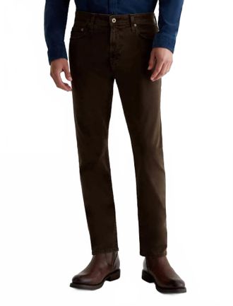 AG - Adriano Goldschmied Everett Sueded Slim Straight Jeans In Sulfur Deep Woodland