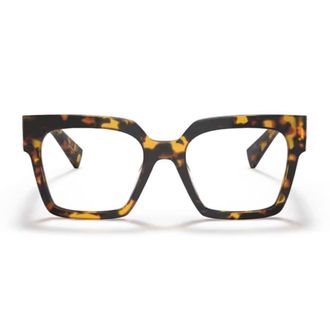 Miu Miu Havana Acetate Metallic Logo Square Sunglasses