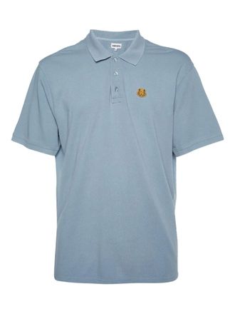 Kenzo cotton tiger-patch polo shirt - Blue