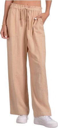 Elan Wide Leg Pants With Drawstring In Sand