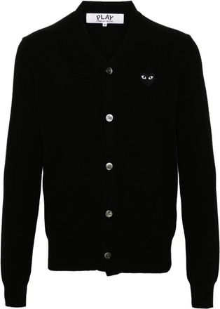 Comme Des Gar&ccedil;ons Heart Patch Wollen Cardigan - Heren - Vesten - Zwart - L - Wol - Truien & Vesten
