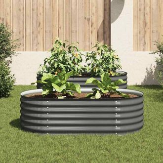 Berkfield Home Garden Raised Bed 160x80x44 cm Galvanised Steel Grey | Size: 160 x 80 x 44 cm
