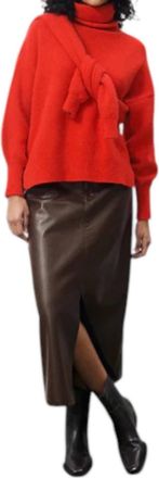 FRNCH Nassia Leather Skirt In Chocolate