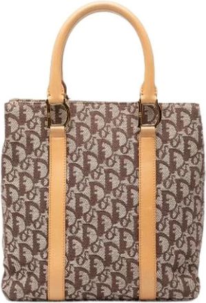 Dior Pre-owned Canvas Tote Bag - Dames - Vintage Shopper - Bruin - ONE Size - Leer - Vintage