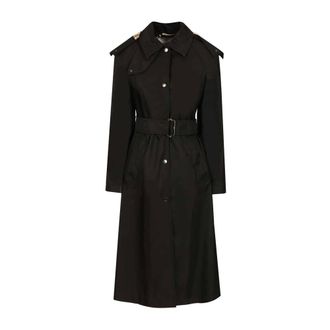 Burberry Lange Nylon Auto Jas met Capuchon - Dames - Mantels - Zwart - Maat: 2XS Nylon