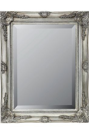 Landscape Wandspiegel, Silberfarben, Glas, rechteckig, 40x50x3.3 cm, senkrecht und waagrecht montierbar, Spiegel, Wandspiegel